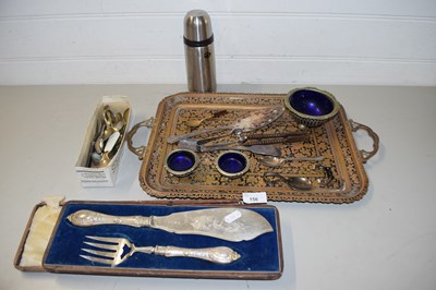 Lot 156 - Mixed Lot: Brass serving tray, various silver...