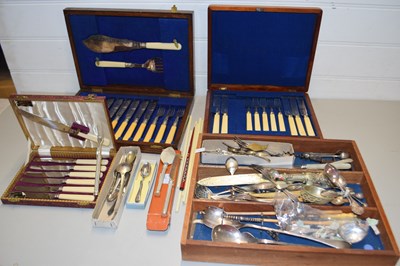 Lot 165 - Three cases of cutlery together with a further...