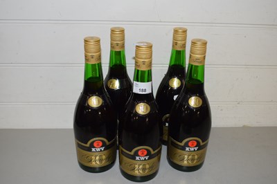 Lot 188 - Five bottles of KWV South African brandy