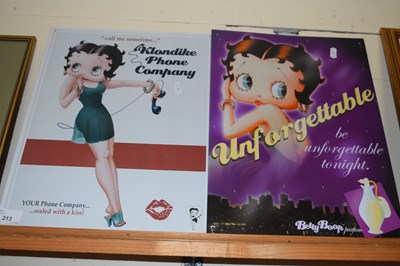 Lot 213 - Two reproduction metal signs, Betty Boop