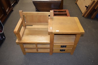 Lot 795 - Modern oak telephone seat