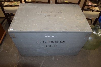 Lot 805 - Grey painted pine packing trunk