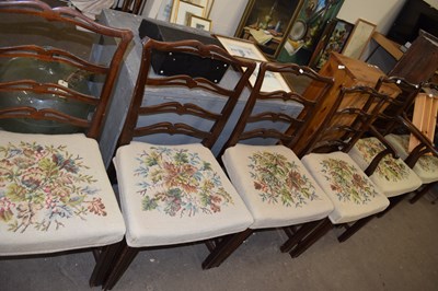 Lot 821 - Set of six Georgian style mahogany dining...