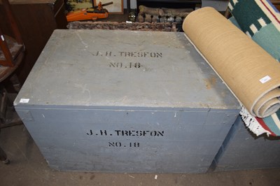 Lot 827 - Grey painted pine packing trunk