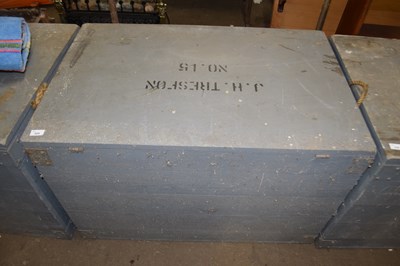 Lot 829 - Grey painted pine packing trunk