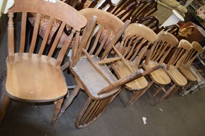 Lot 842 - Set of six kitchen chairs plus one further...