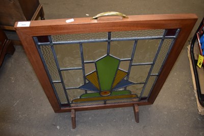 Lot 845 - Lead glazed hardwood framed fire screen