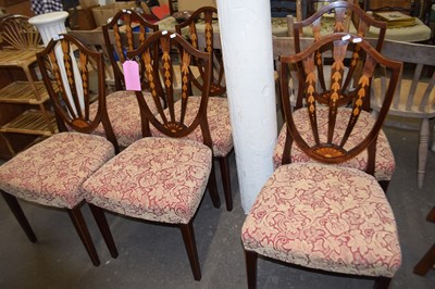 Lot 856 - Set of six Edwardian mahogany shield back...