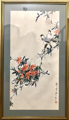 Lot 51 - Chinese, 20th Century, Grosbeaks on a...