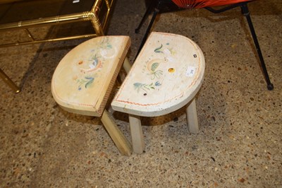 Lot 310 - Pair of painted Folk Art type stools