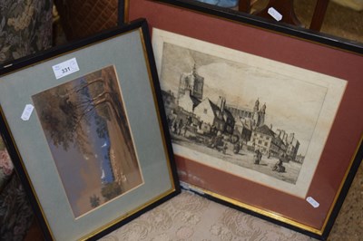 Lot 331 - Engraving, Cathedral scene, indistinctly...