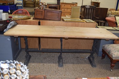 Lot 335 - Victorian cast iron base and pine top kitchen...