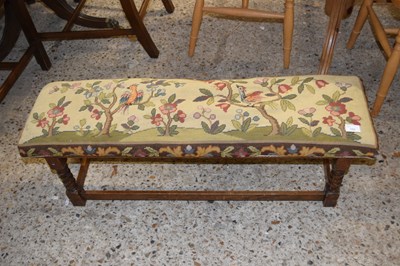 Lot 355 - Oak framed stool with tapestry top