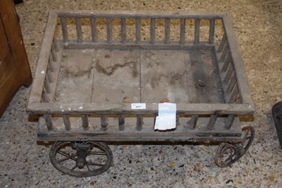 Lot 377 - Miniature wooden cart on four wheels, 62cm long