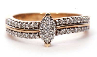 Lot 23 - Modern 9ct gold and diamond cluster ring...