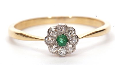 Lot 28 - Small emerald and diamond cluster ring, a...