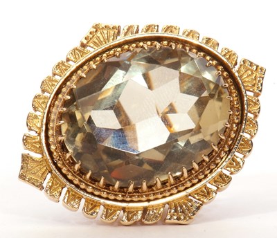 Lot 51 - Large 9ct gold lemon citrine dress ring, the...