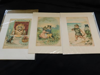 Lot 411 - LOUIS WAIN: SIX MOUNTED COLOURED LITHO PRINTS,...