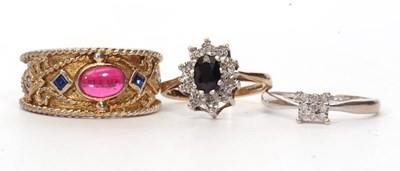 Lot 80 - Mixed Lot: 9ct white gold and diamond ring,...