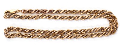 Lot 93 - 9kt and 375 stamped two tone chain, a rope...