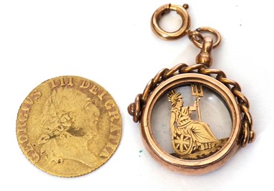 Lot 98 - Mixed Lot: 9ct gold framed fob, the gilded...