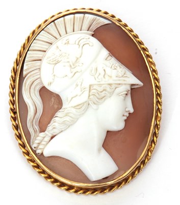 Lot 102 - An antique cameo carved shell brooch depicting...