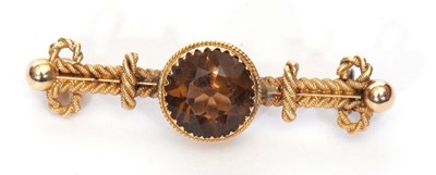 Lot 118 - Early 20th Century 15ct stamped citrine brooch...