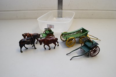 Lot 160 - THREE DIE-CAST HORSE AND CARRIAGE/CART MODELS...