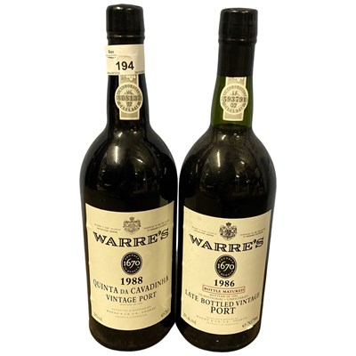 Lot 194 - Two bottles of port- Warres Quinta Da...