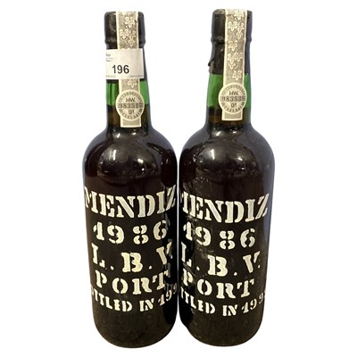 Lot 534 - Two bottles of Mendiz LBV Port, 1986