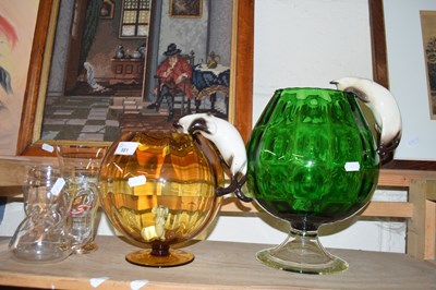 Lot 581 - Two oversized brandy glasses with ceramic cat...