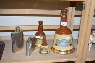 Lot 583 - Mixed Lot: Hip flasks and Wade Whiskey bells...