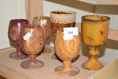 Lot 595 - Mixed Lot: Polished stone and other goblets