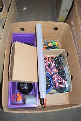 Lot 645 - One box of bungee chords, hose attachments etc