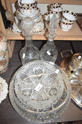 Lot 674 - Two decanters and two cut glass bowls