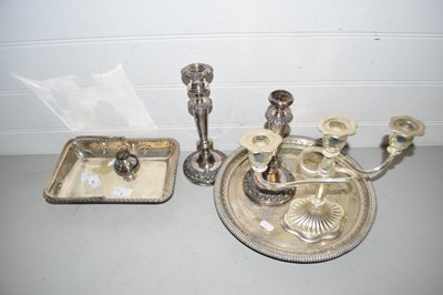 Lot 9 - Mixed Lot: Silver plated candlestick,...