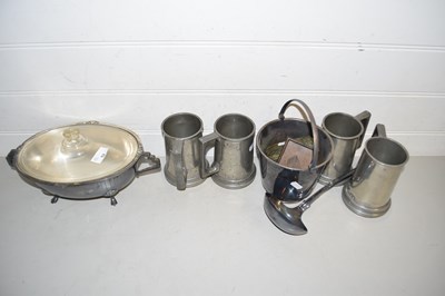 Lot 52 - Mixed Lot: Pewter tankards, various silver...