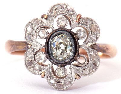 Lot 4 - Antique diamond cluster ring, the centre old...