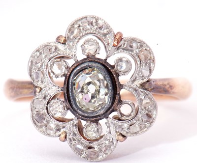 Lot 4 - Antique diamond cluster ring, the centre old...