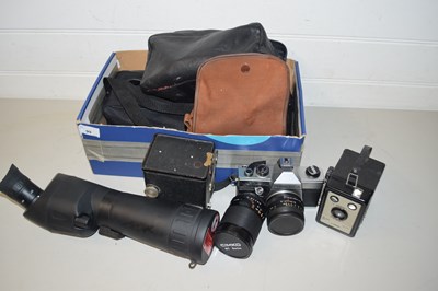 Lot 99 - A box of various vintage cameras to include...