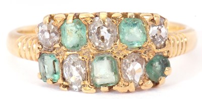 Lot 14 - 18ct gold diamond and pale green cluster ring,...