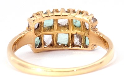 Lot 14 - 18ct gold diamond and pale green cluster ring,...