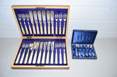 Lot 197 - Case of silver plated fish cutlery together...