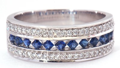 Lot 20 - Modern 18ct gold white gold, sapphire and...
