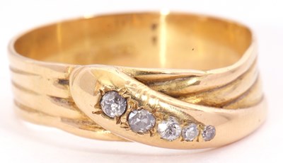 Lot 27 - 18ct stamped diamond set serpent ring, the...