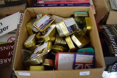 Lot 744 - Box of various assorted tobacco tins