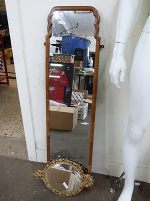 Lot 778 - Walnut framed narrow wall mirror and further...