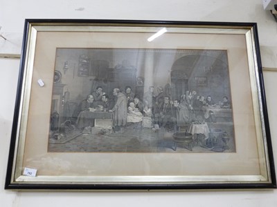 Lot 782 - Black and white engraving, interior scene