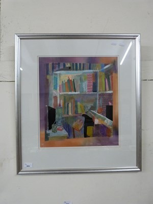 Lot 802 - Petrina Ferrey - study of books, framed and...