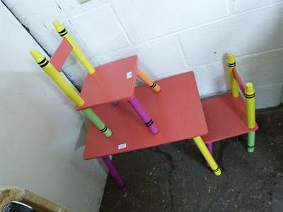 Lot 821 - Child's table and two chairs